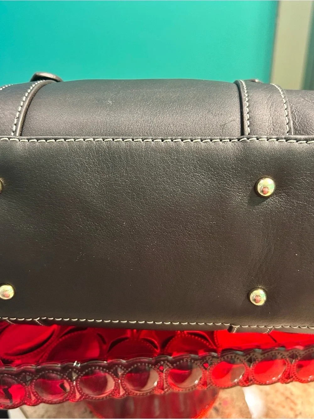 Dooney & Bourke Black Leather Satchel with Gold Hardware